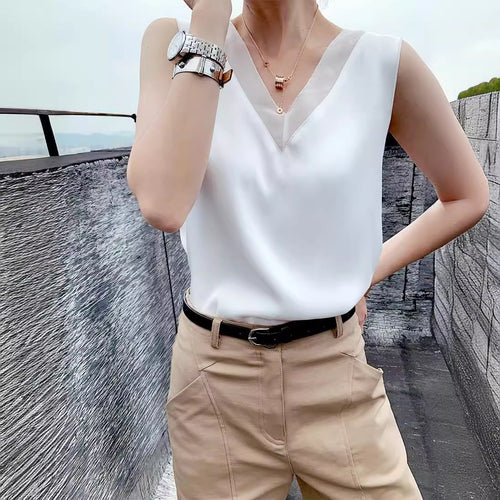 Savypri Champagne Silk Satin Top