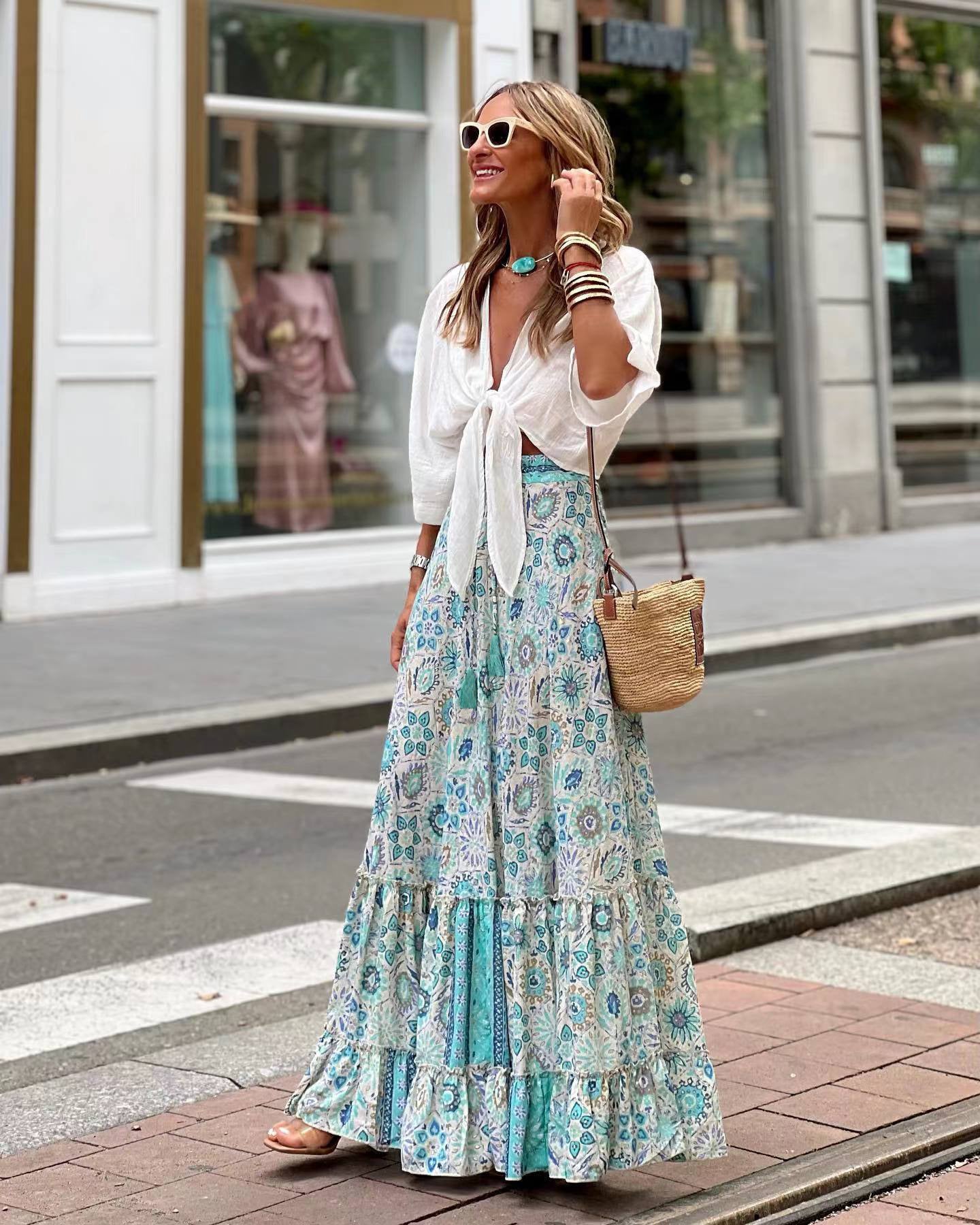 Savypri Azure Bloom Maxi Shirt