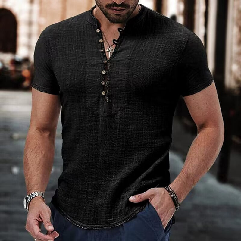 Savypri Linen Henley Shirt