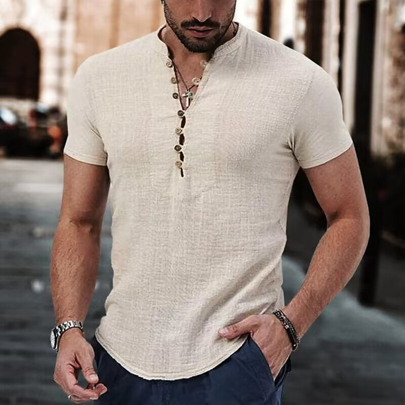 Savypri Linen Henley Shirt