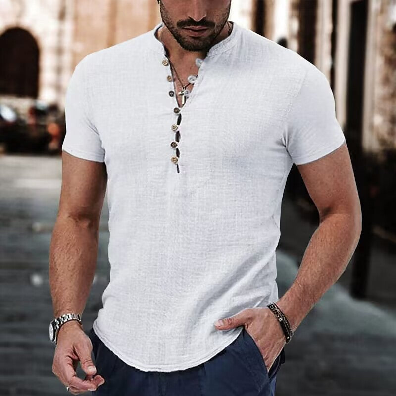 Savypri Linen Henley Shirt