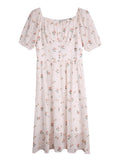 Savypri French Fleur Chiffon Midi Dress