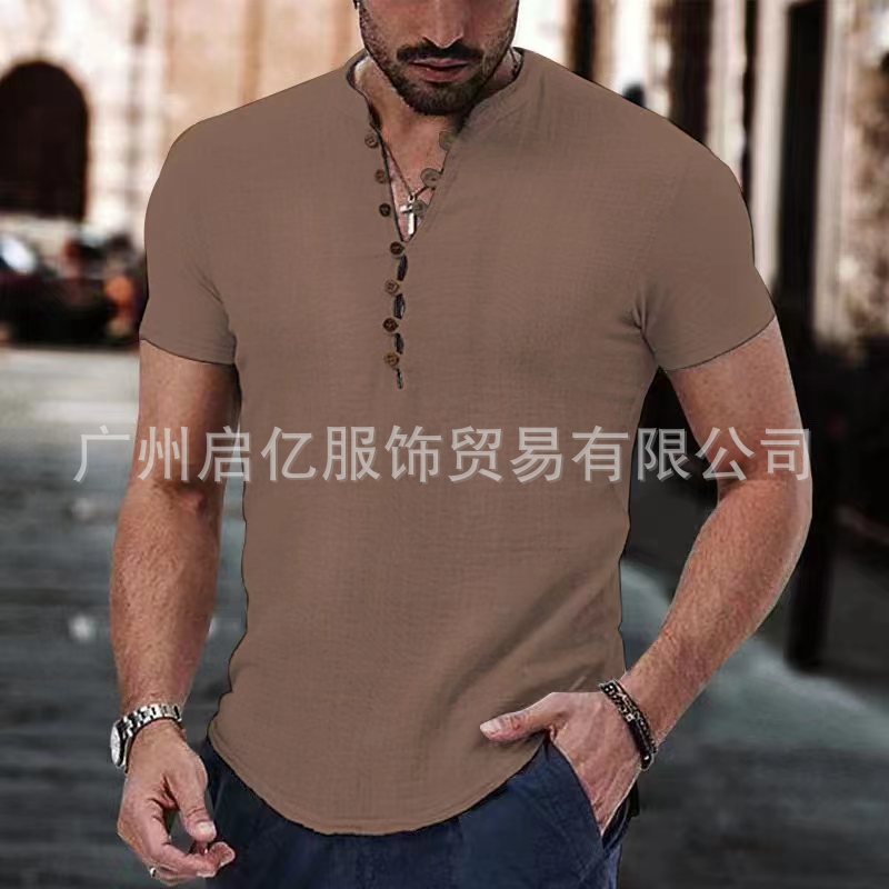 Savypri Linen Henley Shirt