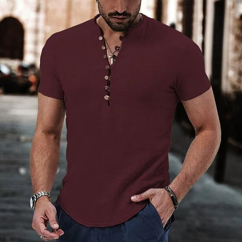 Savypri Linen Henley Shirt