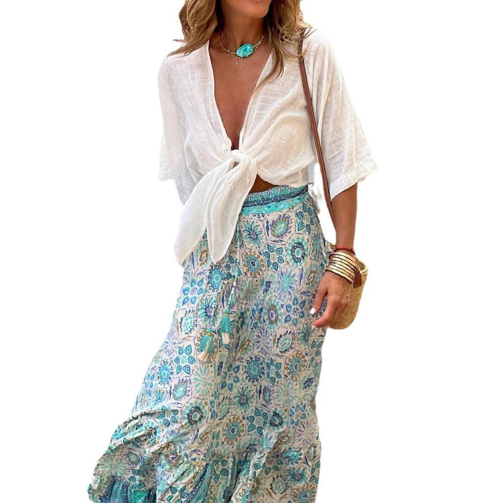 Savypri Azure Bloom Maxi Shirt
