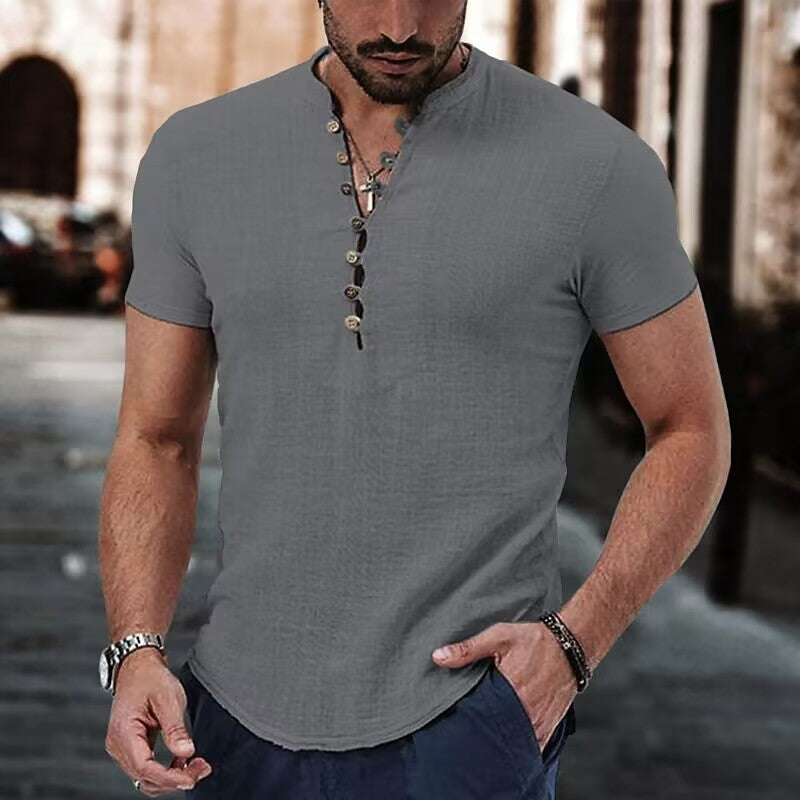 Savypri Linen Henley Shirt