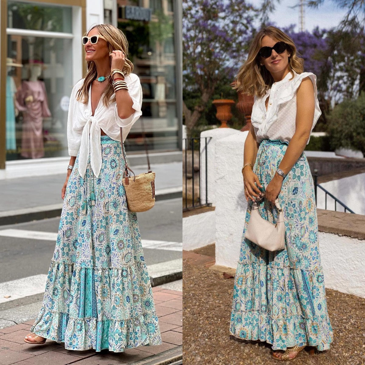 Savypri Azure Bloom Maxi Shirt