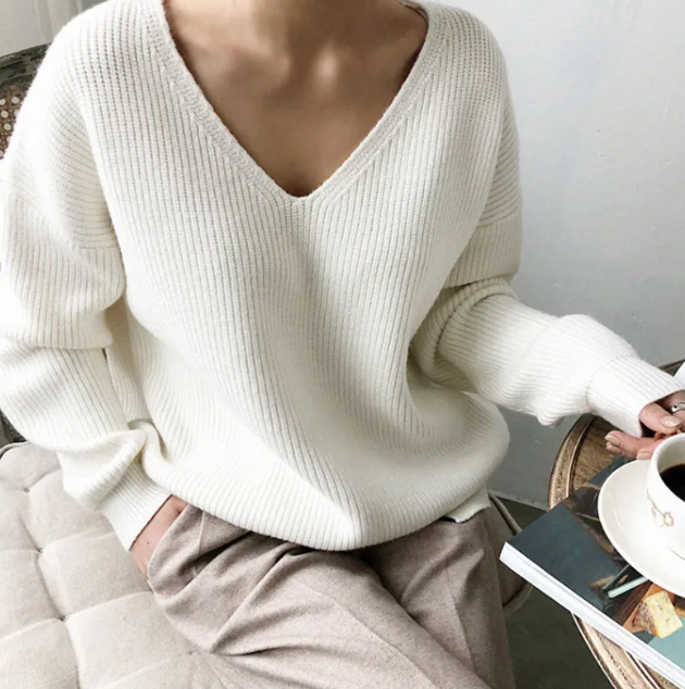 Savypri Cloud Knit V-Neck Top