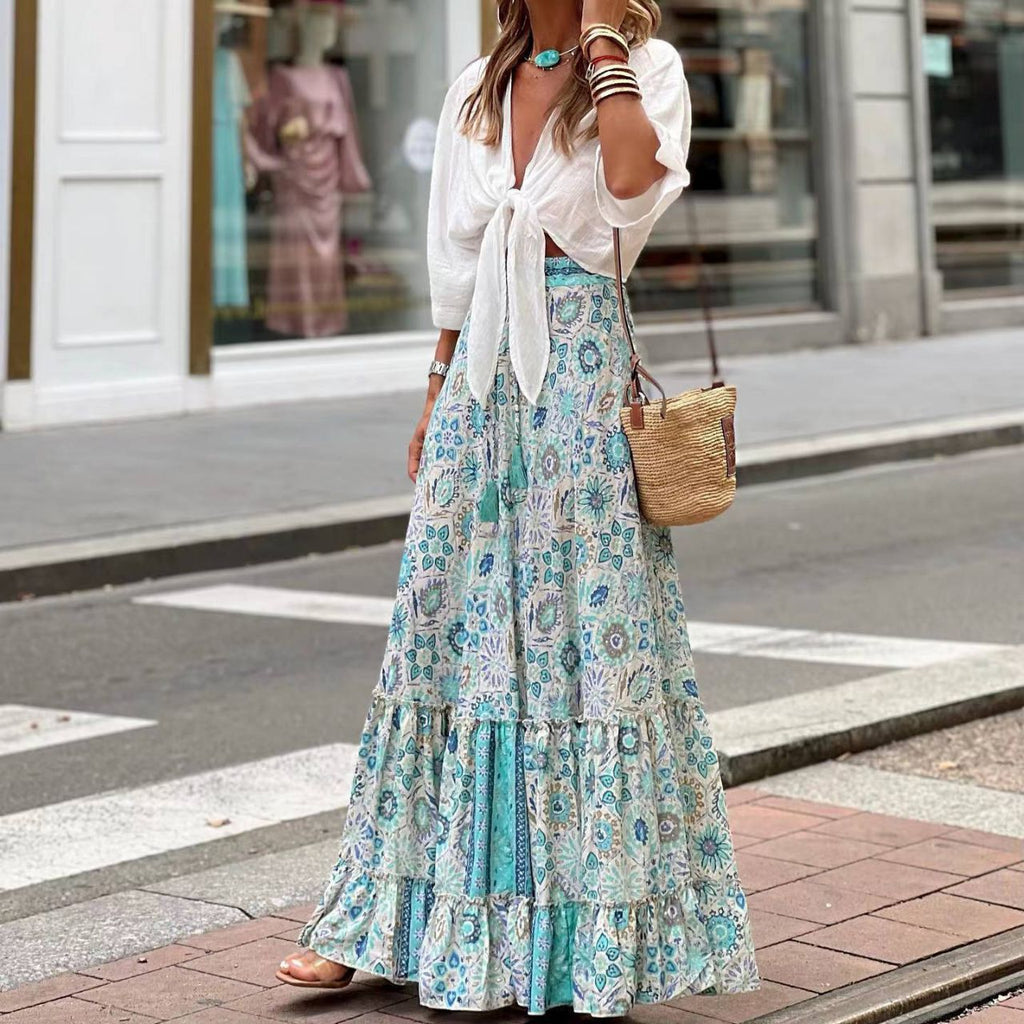 Savypri Azure Bloom Maxi Shirt
