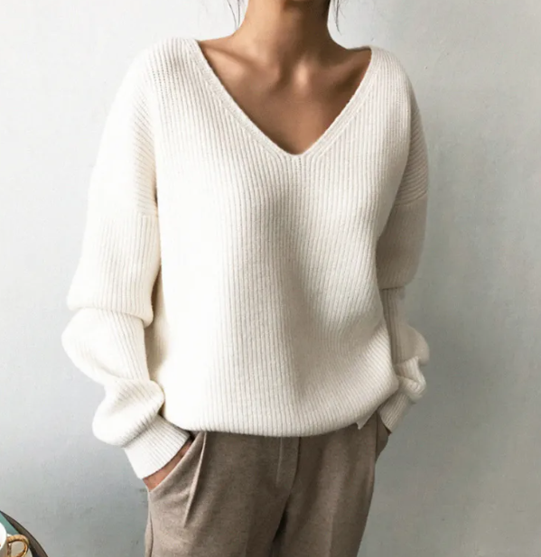 Savypri Cloud Knit V-Neck Top