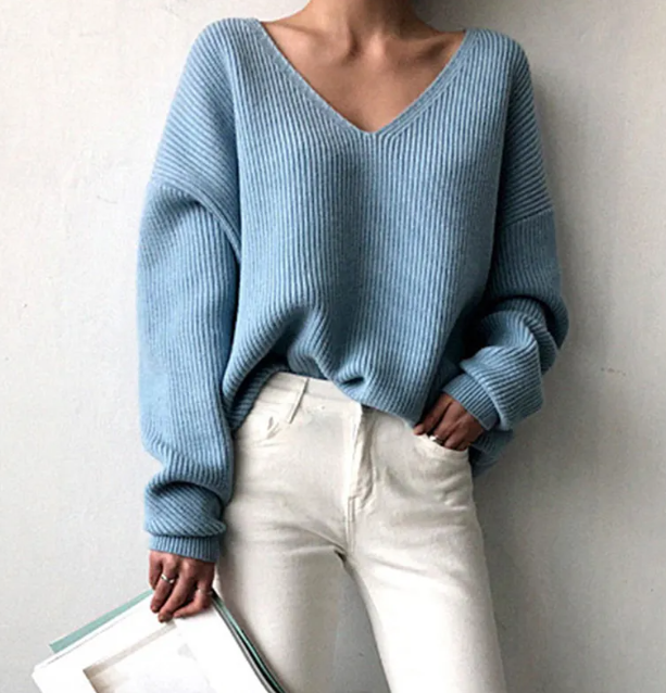 Savypri Cloud Knit V-Neck Top